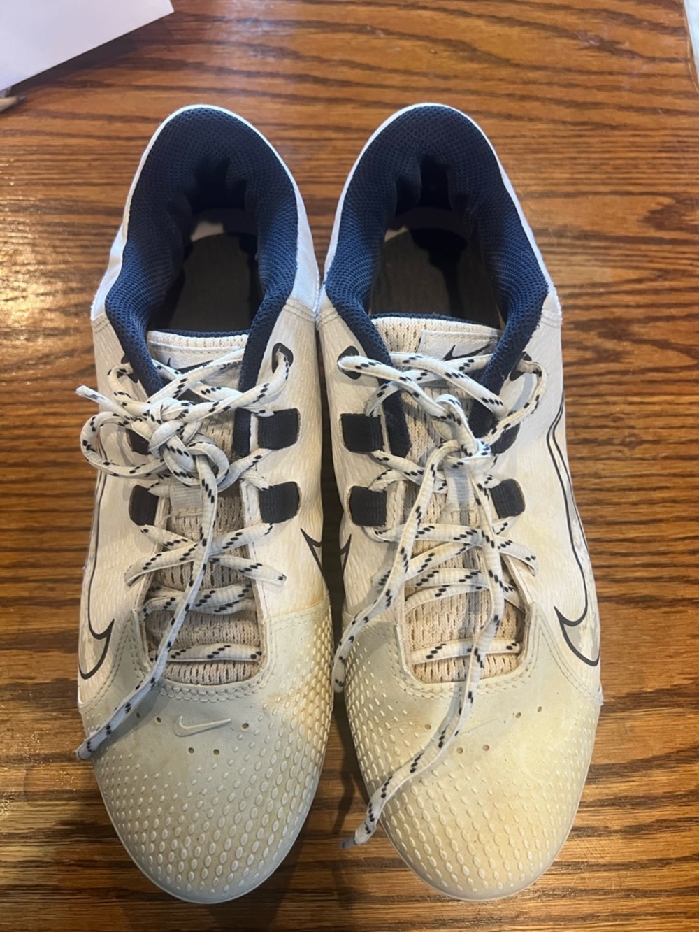 Nike White and Navy Women's Metal Softball Cleat